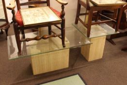 Two contemporary glass topped and marble effect coffee tables