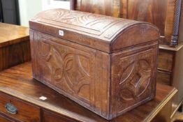 Embossed leather domed trunk