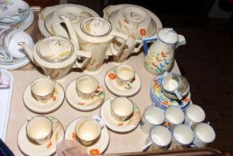 Burleigh ware 'Zenith' coffee set and two tureens and Wilton ware hand painted floral coffee set