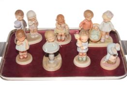 Seven Lucy Attwell Ltd 'Memories of Yesterday' figures