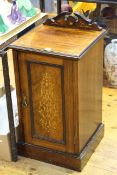 Victorian rosewood and satinwood inlaid pot cupboard,