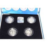 Boxed set of four £1 silver proof Bridges coins 2004-07,