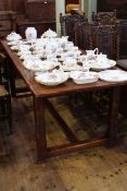 Rustic plank top refectory dining table,
