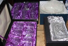 Edinburgh crystal decanter, six wine glasses and six whisky tumblers,