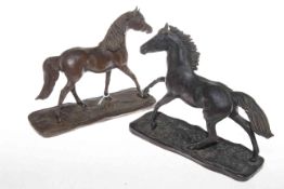 Two Peggy Alexander resin sculpture horses