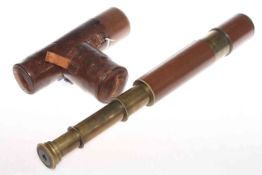 Naval four drawer leather bound telescope,
