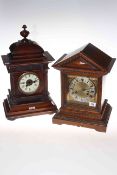 Oak and mahogany mantel clocks