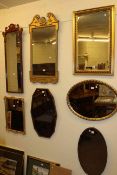 Collection of seven various wall mirrors