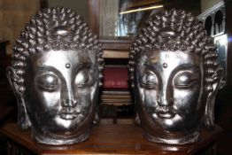 Pair of silvered oriental busts