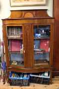 Edwardian inlaid mahogany serpentine front two door china cabinet, 171.