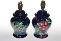 Two Maling baluster lustre table lamps