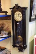 Ebonised Vienna style double weight wall clock