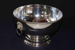 Silver rose bowl with lion mask and ring handles, Sheffield 2003,
