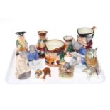 Four Royal Doulton tobys and character jug, three Copenhagen figures, Beswick dog,
