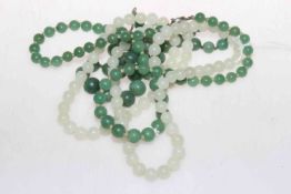 Three jade type bead necklaces