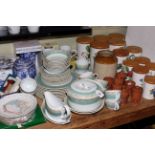 Portmeirion storage jars, Wedgwood 'Home' dinner service, Ringtons china, Christmas plates,