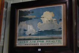 Framed Southern Railway poster 'Fresh Air for Health'