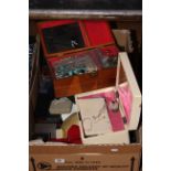 Box of assorted costume jewellery and jewellery boxes