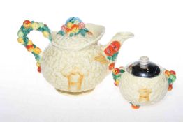 Clarice Cliff Celtic Harvest teapot and sugar basin (2)