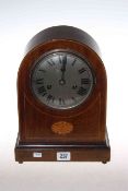 Edwardian inlaid mahogany striking mantel clock