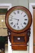 Victorian inlaid walnut drop dial wall clock