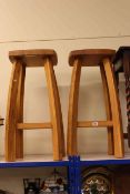 Pair medium oak bar stools