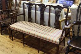 Edwardian mahogany Hepplewhite style triple chair back settee