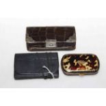 Silver mounted and leather purses and a tortoiseshell purse (3)