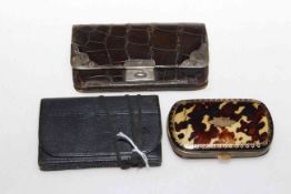 Silver mounted and leather purses and a tortoiseshell purse (3)