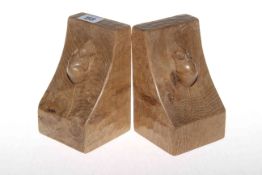 Pair Mouseman adzed bookends