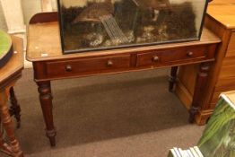 Victorian mahogany two drawer side table on turned legs