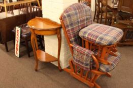 Dutalier rocking chair and footstool, Demi Lune hall table,