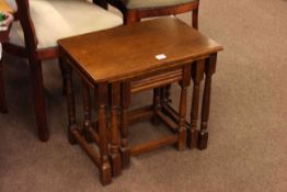 Oak nest of three turned leg tables