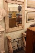 Continental carved stone effect console table and mirror (table lacking glazed top)