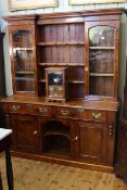 Late 19th Century yew dresser and rack supposedly originally purchased from Liberty & Co, London,