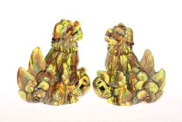 Pair antique Chinese Famille Jaune Verte fo dogs,