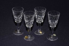 Four Waterford crystal sherry glasses with box