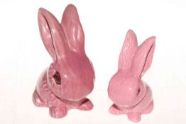 Two pink Sylvac rabbits