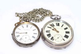 Two silver gents pocket watches,