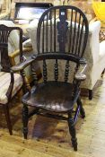 19th Century Windsor broad arm pierced splat back chair