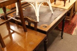Late 19th/early 20th Century oak games table on turned legs