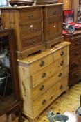 Pine chest of two short above three long drawers,