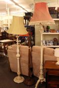 Three various standard lamps and two onyx table lamps (5)