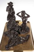 Four Heredities bronze effect models of nudes