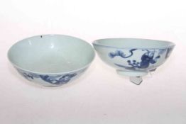 Pair Chinese blue and white shallow bowls