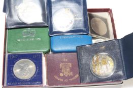 Collection of GB crowns including two silver coins