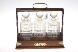 Oak and EP mounted three decanter tantalus