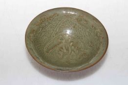 Chinese Celadon bowl with moulded decoration