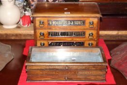 19th Century mahogany three drawer sewing cabinet W.