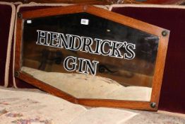 Oak framed Hendricks Gin advert mirror